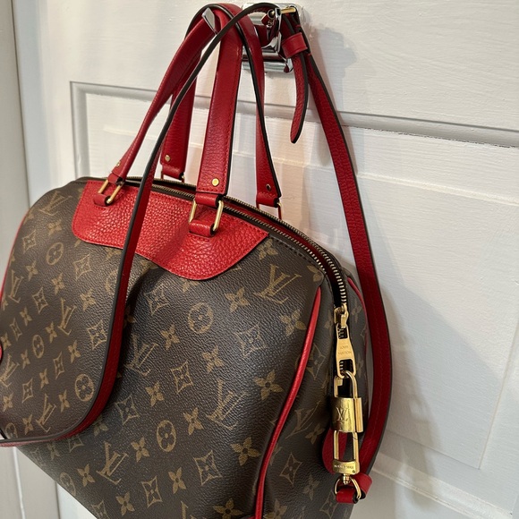 Louis Vuitton Monogram Canvas and Red Leather Bag - Picture 3 of 8
